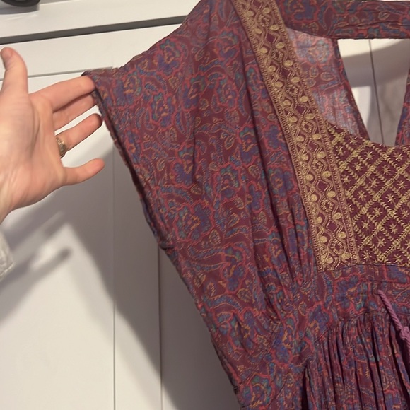 Free People Bohemian Purple Short Sleeve Oversized  Top - Picture 6 of 6